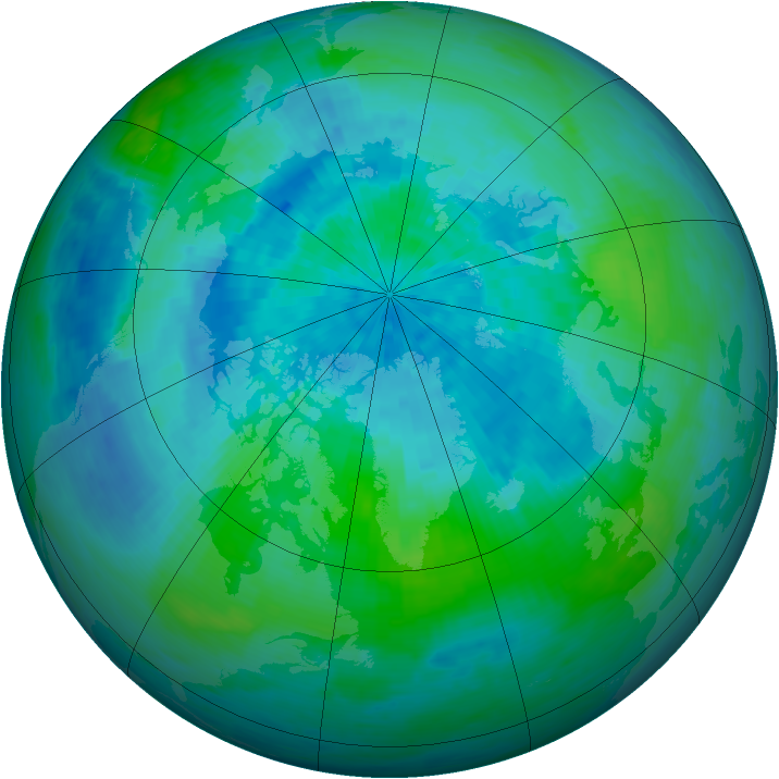 Arctic ozone map for 10 September 1993
